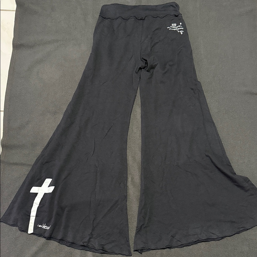 Peace Love World Black Wide-Leg Wrap Tie Pants